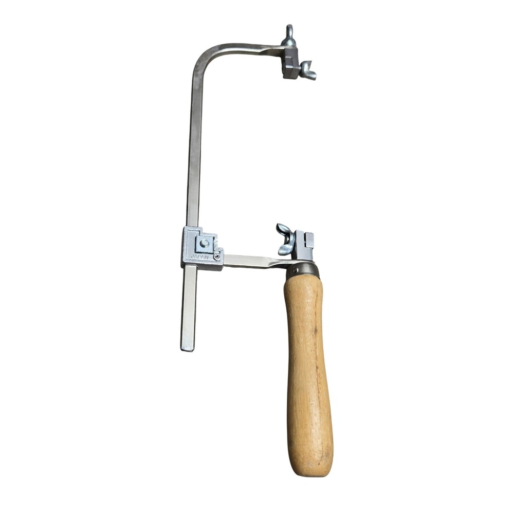 Vintage X-ACTO Adjustable Jewelers Coping Saw Frame Wood Handle Japan Silver